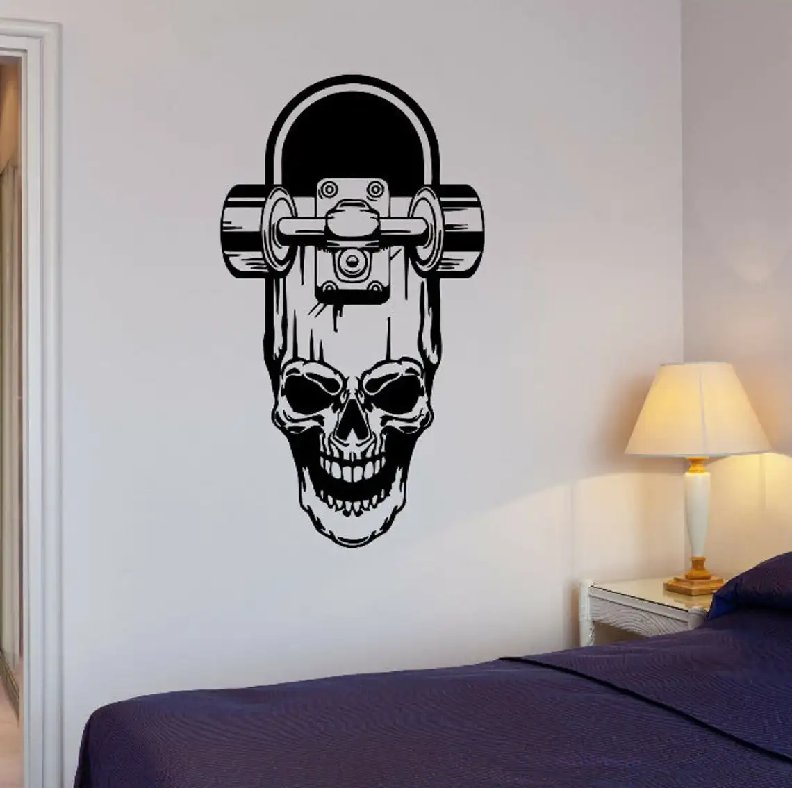 

Skeleton Wall Decal Skull Skateboard Extreme Sports Skateboard Wall Sticker Teenager Home Bedroom Wall Decoration Sticker jx09