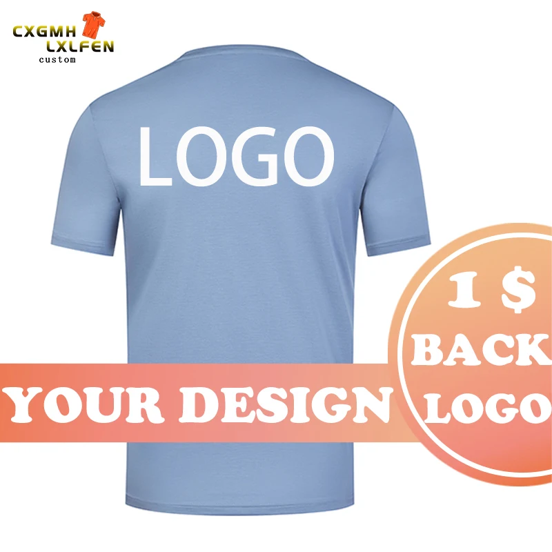 t-shirt high-end custom advertising cultural shirt printing logo double silk ice soft cotton round neck DIY brand text