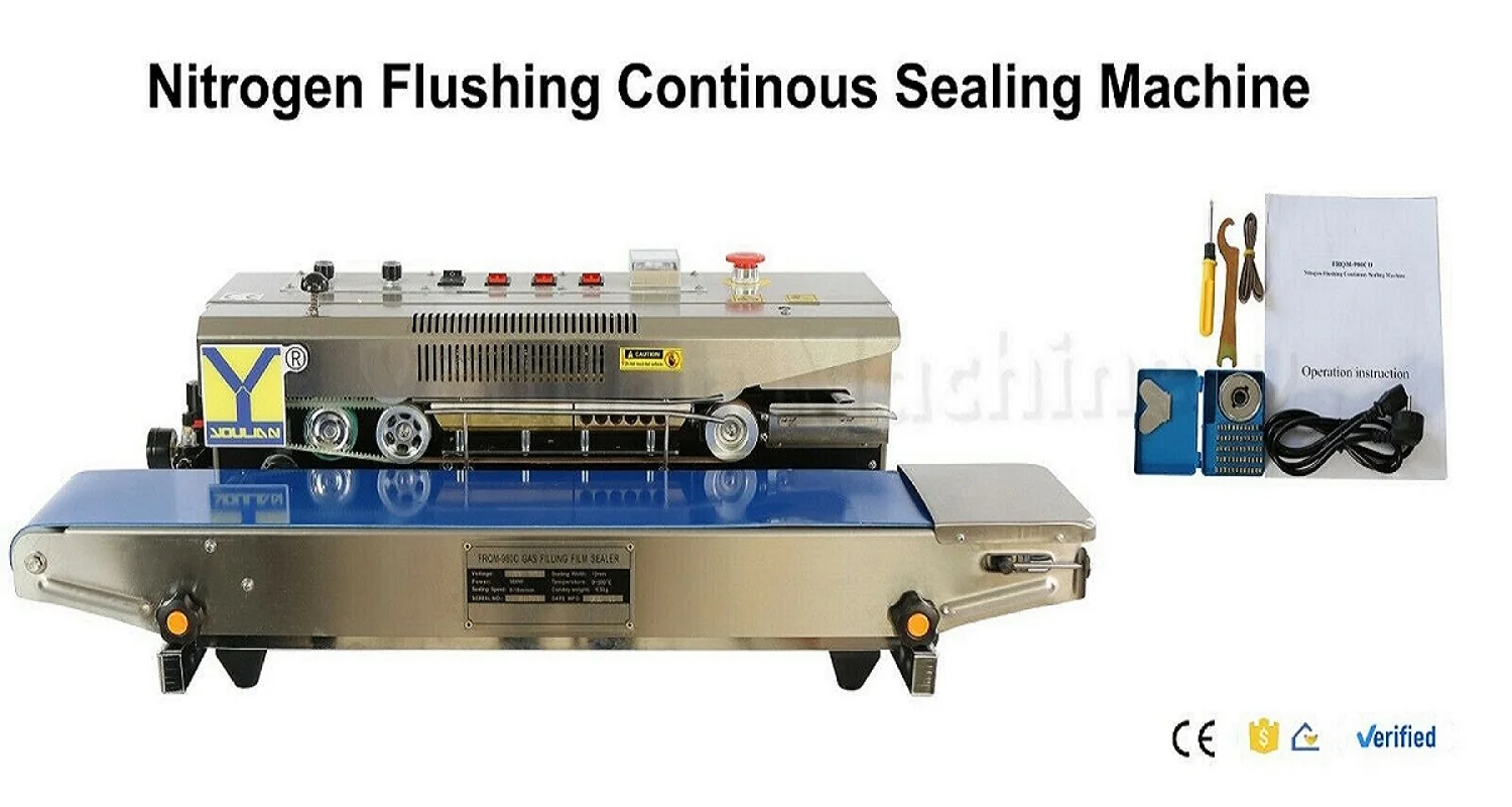 FRQM980 Brand New Continuous Band Sealer for Plastic Bags Film Sealing Heat Continuous Food Sealer