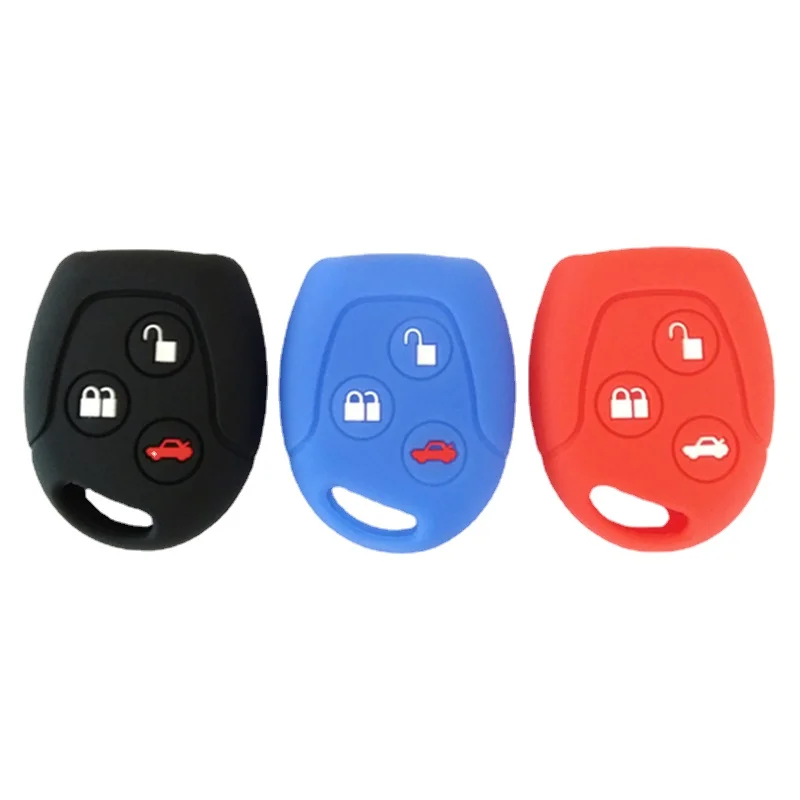 3 Buttons Silicone Car Key FOB Case Cover Set fit For Ford Focus Mondeo Festiva Fusion Suit Fiesta KA Remote Key Protector Case