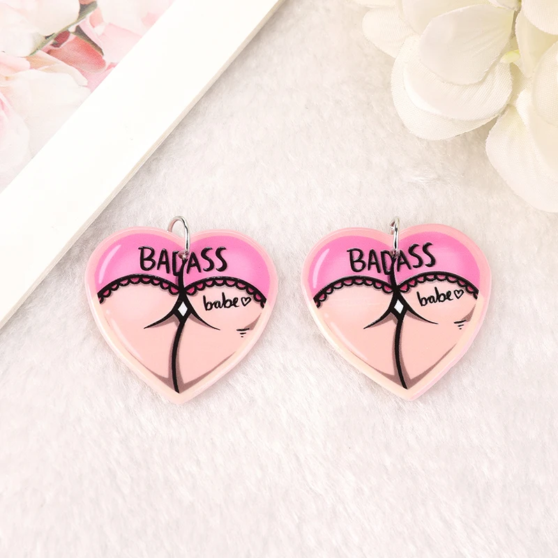 12Pcs Girl Gang Feminist Empowering Charms Acrylic Pendant 3D Print Jewlery Findings For Diy