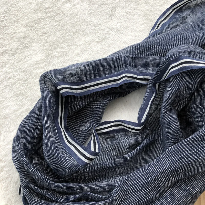 New Style Spring And Summer Leisure Business Men\'s Linen Scarf Solid Color Clause Versatile Breathable Shawl