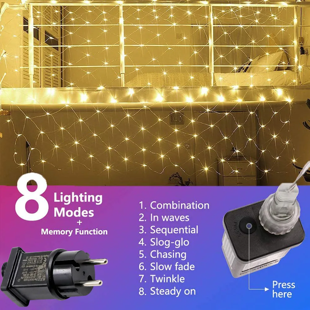 3x2M LED dize Net ışık bağlanabilir perde örgü ışık su geçirmez düğün parti dekorasyon için bahçe noel işık aydınlatma