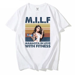 MILF Mamacita In Love with Fitness Latina mom Gym lover Essential T-Shirt Prevalent Party Hip hop T Shirts Men Tops Tees Casual