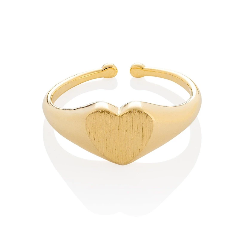 Adjustable Heart Signet Ring for Women Brushed Finish Heart Signet Rings for Women and Teen Girls Heart Shaped Open Rings