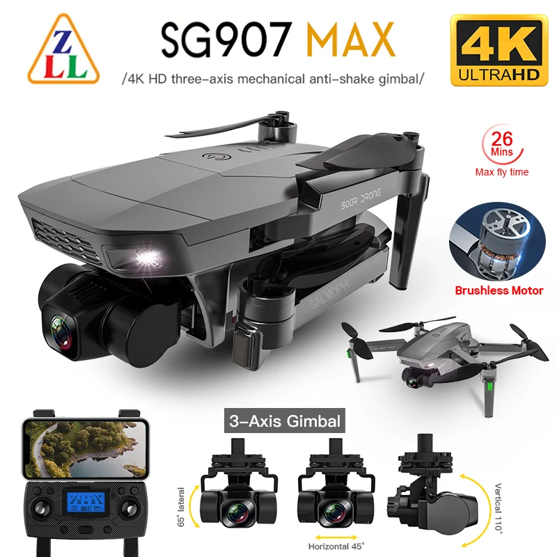 SG907 MAX GPS Drone with 3-Axis Gimbal Camera 4K HD 5G Wifi FPV Optical Flow Brushless Professional Quadcopter Dron