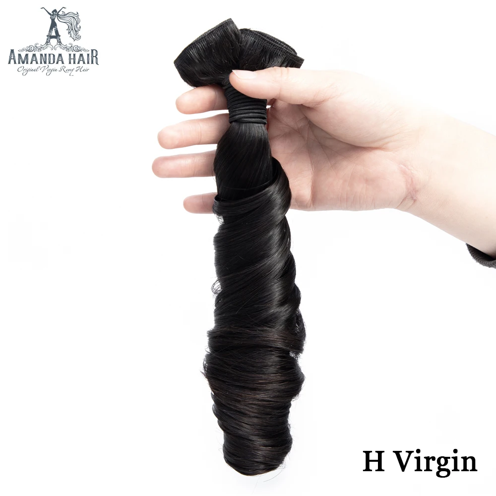 Amanda-extensiones de pelo brasileño Virgen sin procesar, mechones de cabello humano con cierre, doble estirado, Funmi, Spring Curl