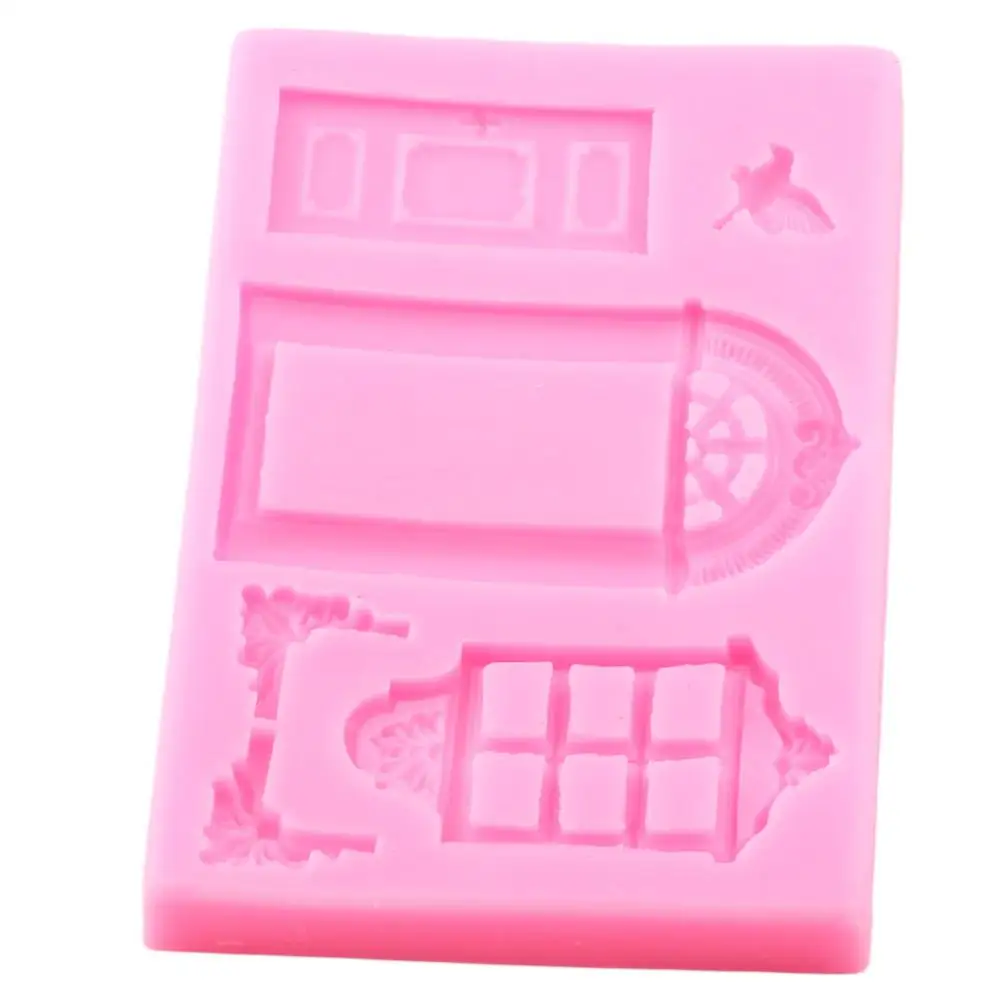 3D Window Door Silicone Mold Birds Fondant Mould Cake Decorating Tools Candy Chocolate Gumpaste Moulds