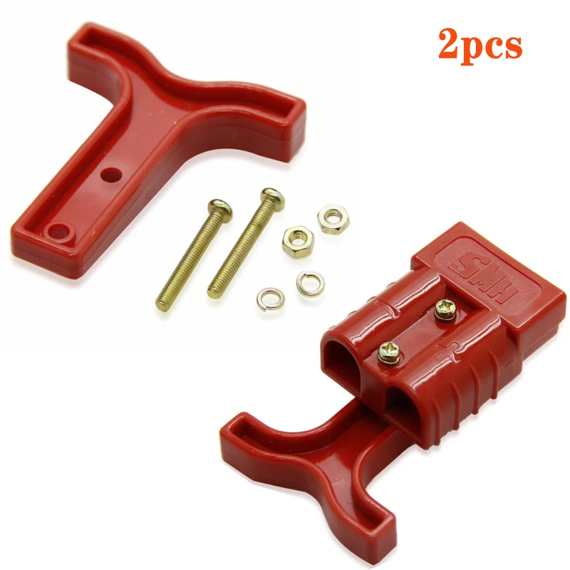 

2 pcs Red New 50A 600V Power Connector Battery Plug+hand shank handle kits for forklift electrocar ect