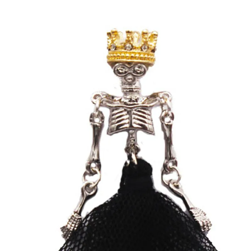 Earrings Gothic Dark Wedding Skeleton Black Gauze Skirt Crown King Queen Asymmetrical Earrings for Women Long Earrings  2023