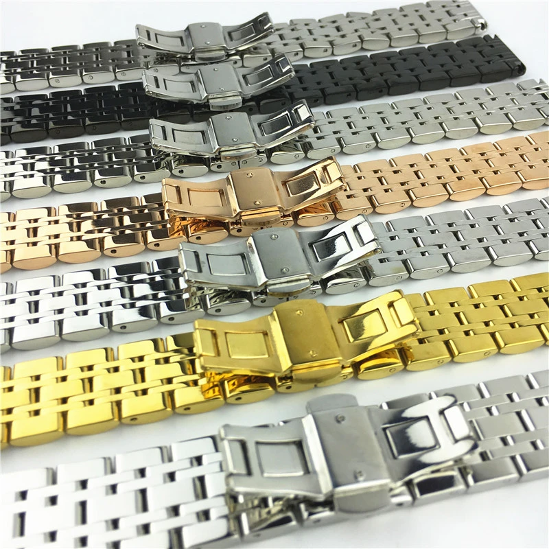 12 14 15 16 17 18 19 20 21 22 23 24mm Watch Band Solid Stainless Steel Watch Strap Butterfly Buckle Replacement Metal Bracelet