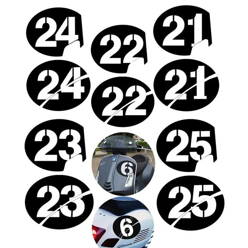 Motorcycle Decals Number 1-20 Case for Vespa Series 2 Sei Giorni GTS 300 GTV250 GTV125 300 HPE