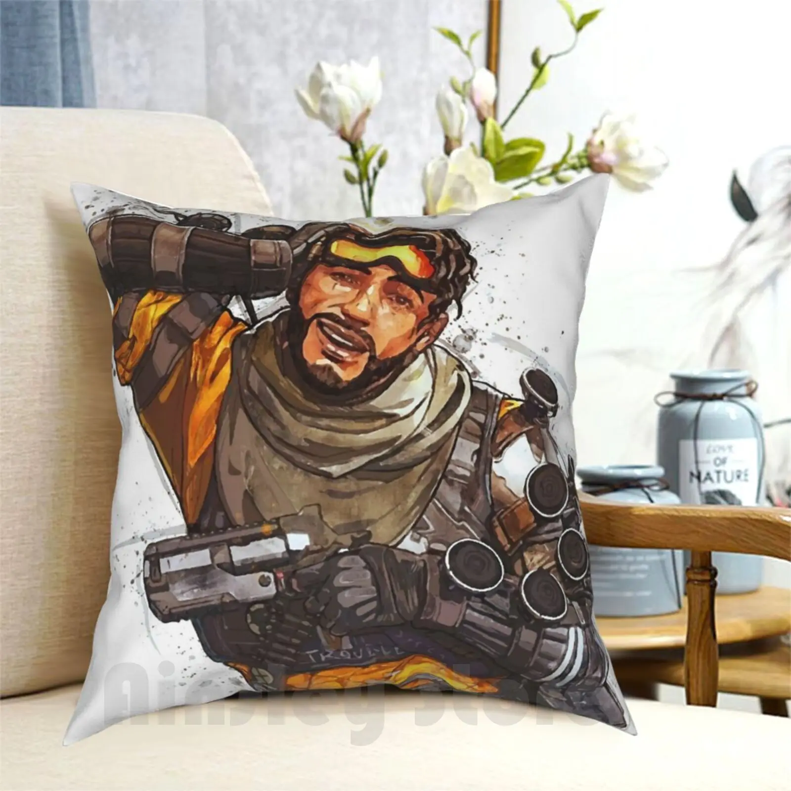 Apex Legends-Mirage Watercolor Art Painting Pillow Case Printed Home Soft DIY Pillow cover Apex Legends Apex Legends Apex