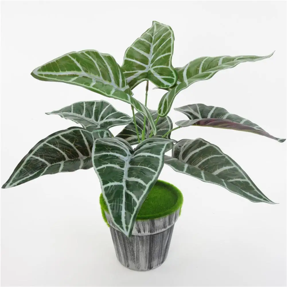 1Pc Lifelike Artificial Alocasia zebra-Stripe  Leaves Fake Plant  for Home Hotel Cafe Office Party Photography Festival Decor