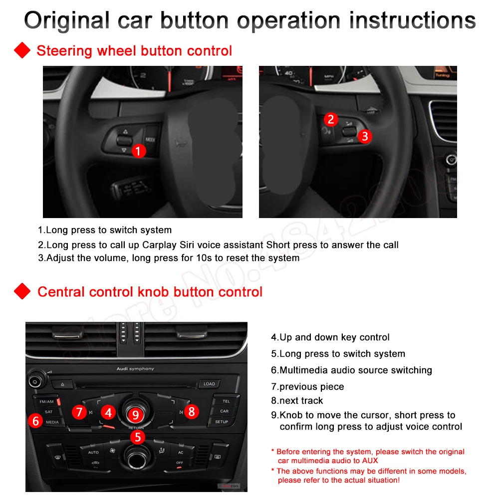 

Retrofit Kit For Audi A5 S5 2009-2016 Without MMI OEM Screen Upgrade MuItimedia Interface CarPlay Android Decoder Box