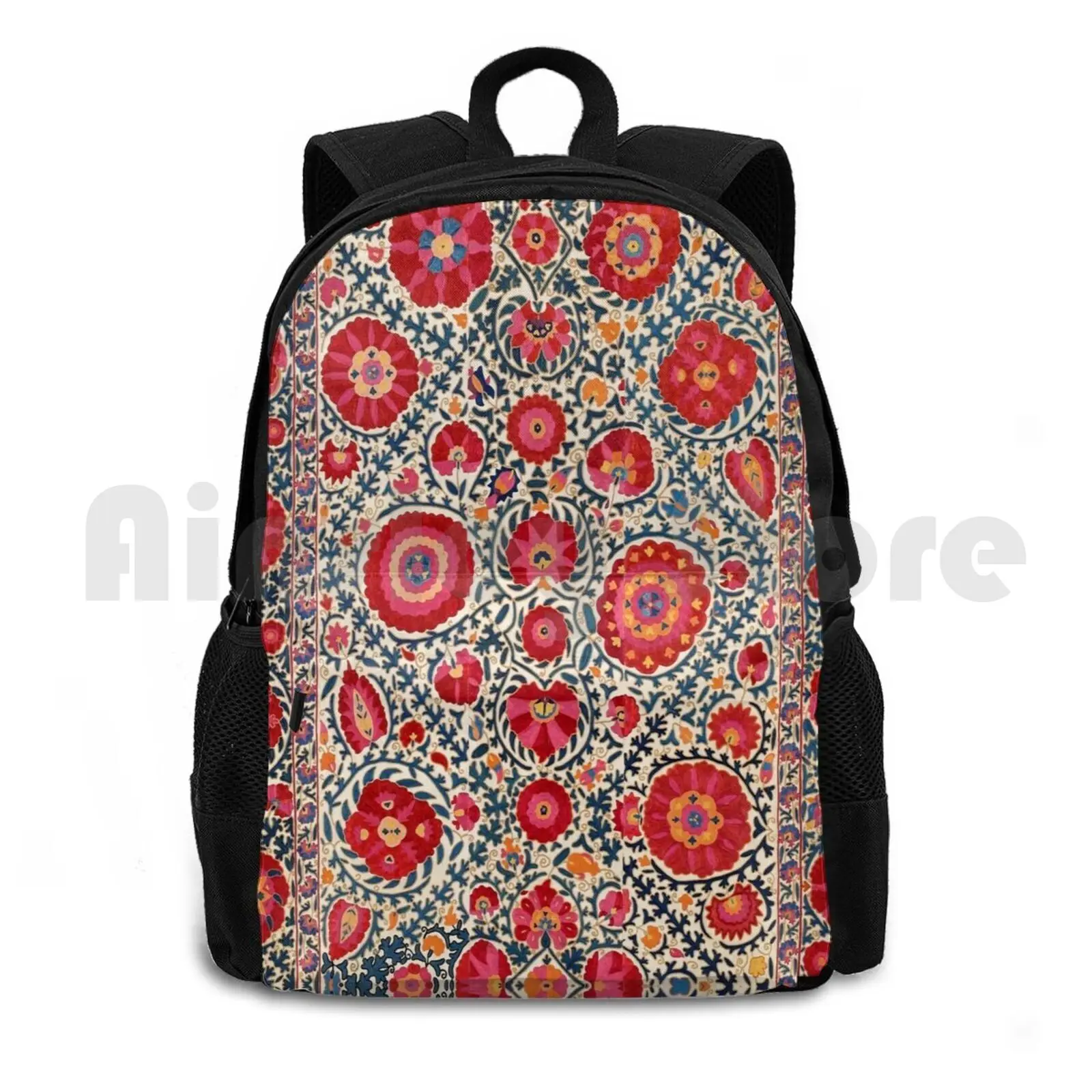 

Kermina Suzani Uzbekistan Embroidery Print Outdoor Hiking Backpack Riding Climbing Sports Bag Vintage Vintage Rug Carpet