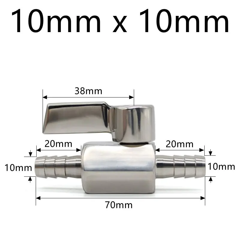 7mm 8mm 10mm 12mm Hose Barb Mini Sanitary Ball Valve Homemade Beer SUS 304 Stainless Steel With Blue Handle