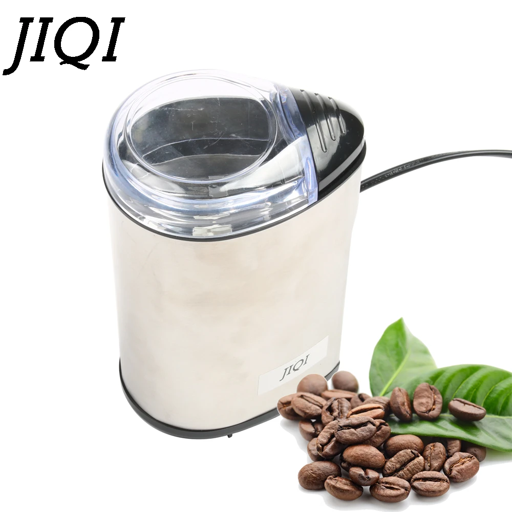 JIQI Stainless Steel Coffee Grinder stainless steel Mill Herb Nuts Coffee Bean Grinding Machine Rapid Mill Crusher 220V EU plug