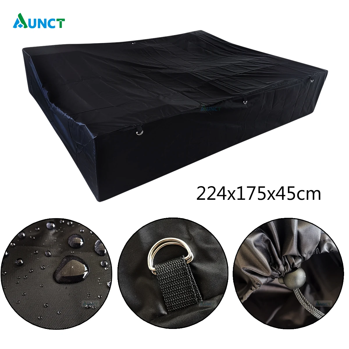 224x175x45cm Universal Cam per Trailer Cover Black Waterproof Travel Camping Cover Rooftop Travel  Black Rooftop Travel Cover