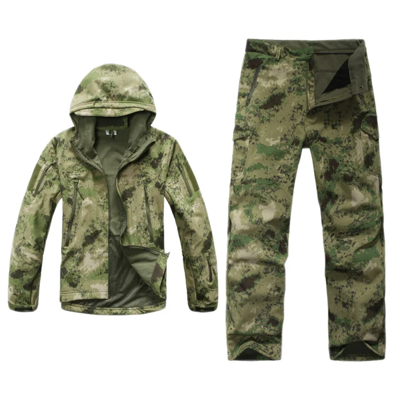 Tactical Jackets Set Waterproof Windproof Clothes Suit Shark Skin Soft Shell Camouflage Uniform  Hunting Set