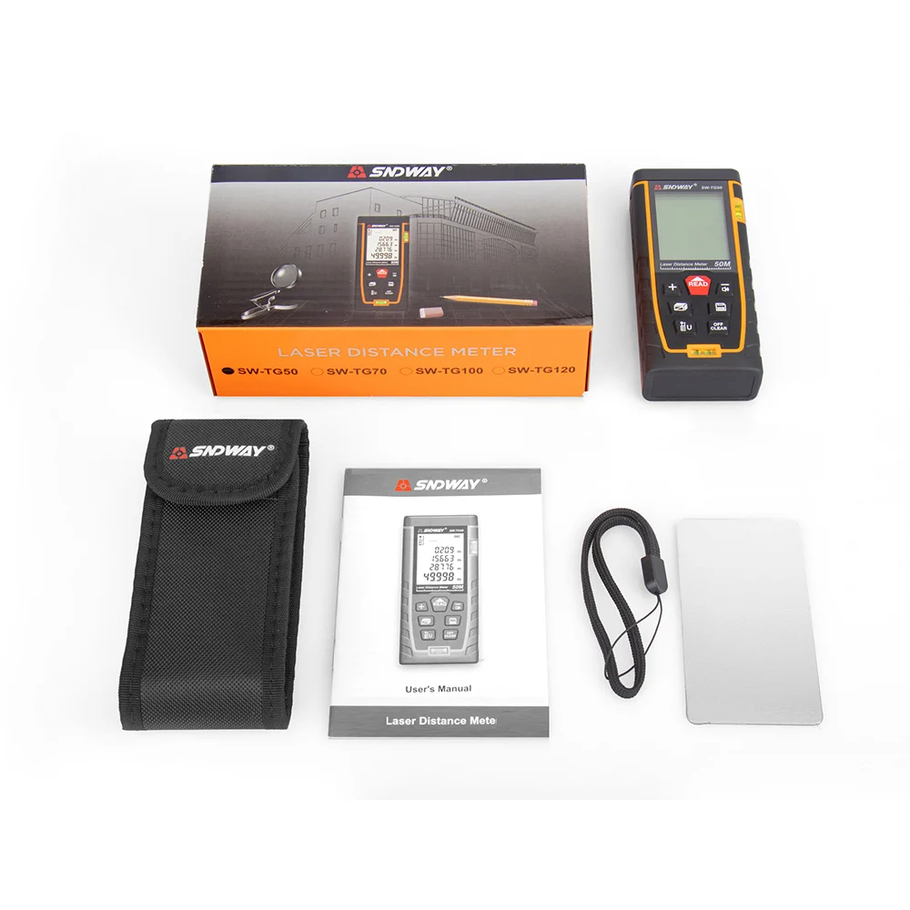 Distanziometro telemetro laser Sndway 40m 50m 70m 100m 120m pagoda elettronica trena digitale misuratore di nastro laser telemetro