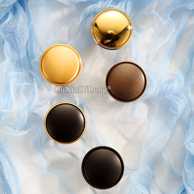 New 2PCS Solid Pure Brass Round Furniture Handles Drawer Pulls Cupboard Wardrobe Dresser Kitchen TV Wine Cabinet Pulls Knobs