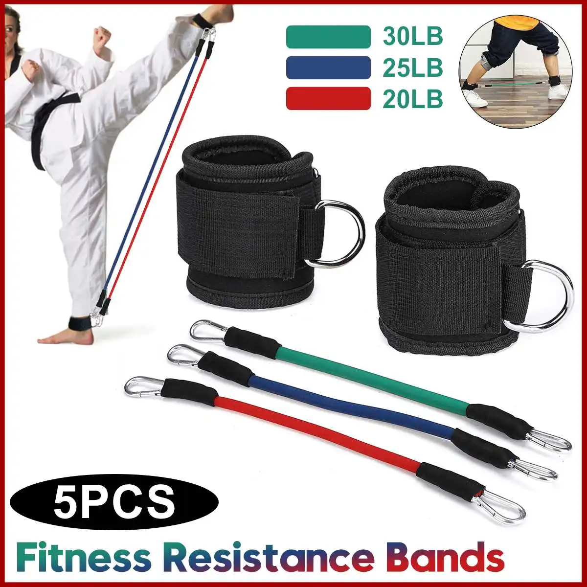 Explosive strength trainer leg Taekwondo kick training pull rope elastic band basketball boxing fitness