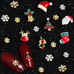 9 tasarımlar noel ağacı çorap kar tanesi Nail Art süslemeleri alaşım Metal DIY 3D tırnak Rhinestones aksesuarları takı araçları