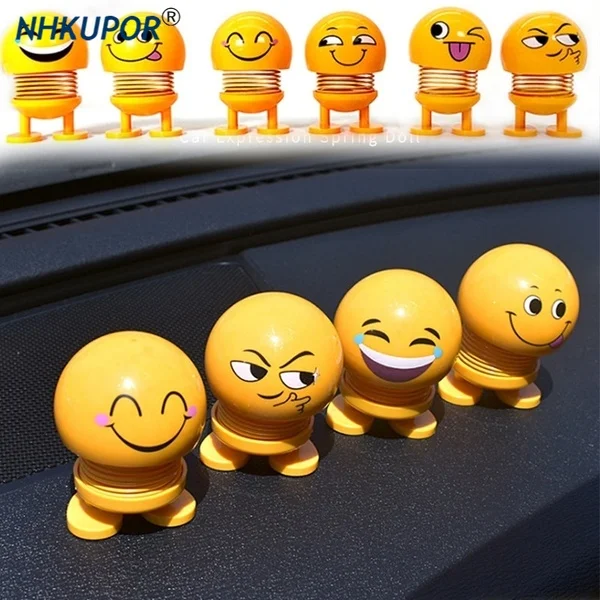 Car Ornaments Bobblehead Nod Dolls Cute Cartoon Funny Wobble Head Robot Lovely Car Dashboard Decoration Auto Facial Expression