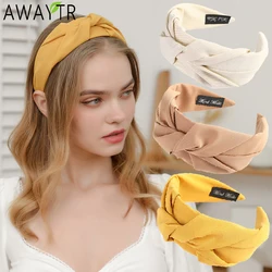 New Solid Color Hairband Cross Top Knot Headband for Women Wide Bezel Hair Hoop Bands Fashion Girls Hair Accessories Headdress