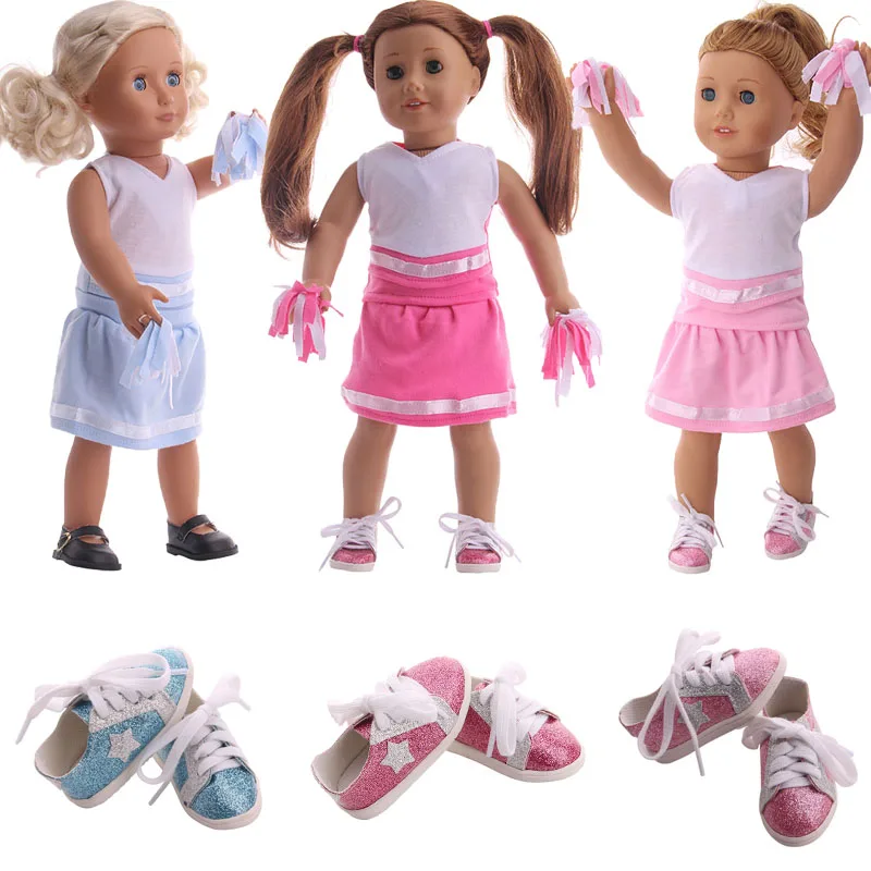 3 Pieces Energetic Cheerleading Doll Clothes Accessories,For 18 Inch American &43 Cm New Born Baby Doll Girl Gift,Our Generation