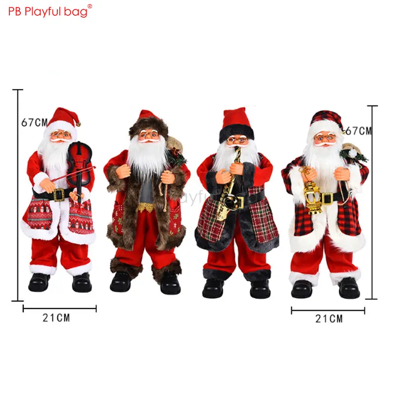 Playful bag 4pcs Musical Santa Claus action figure Funny Santa dolls Christmas Tree ornaments Christmas toy gifts for kid AA95