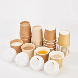 100Pcs 4oz Kraft Paper Disposable Hot Cups Insulated Ripple Sleeves Coffee Cups for To Go Chocolate, Tea, and Cocoa