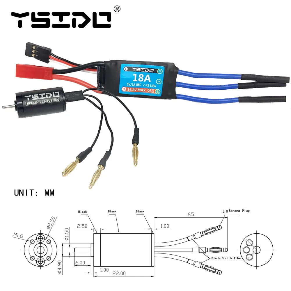 YSIDO 1222 11000KV bezszczotkowy silnik 18A ESC dla mini Z mini Q GLracing PN racing Kyosho Mr03 Pro atomowy DRZ 1/28 1/32 RC samochód