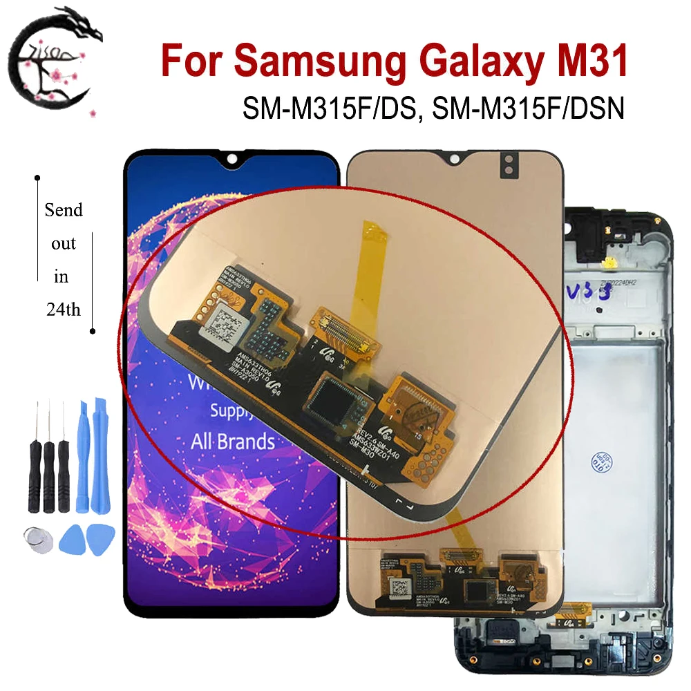 Display For Samsung For Galaxy M31 M315 LCD M31s LCD M317 LCD With Frame Screen Touch Digitizer Assembly Replacement M315F M317F