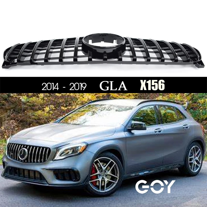 Black Silver Replacement Front Bumper GTR Panamericana Grille For Mercedes GLA Class X156 (Facelift & Pre-facelift) 2014 - 2019