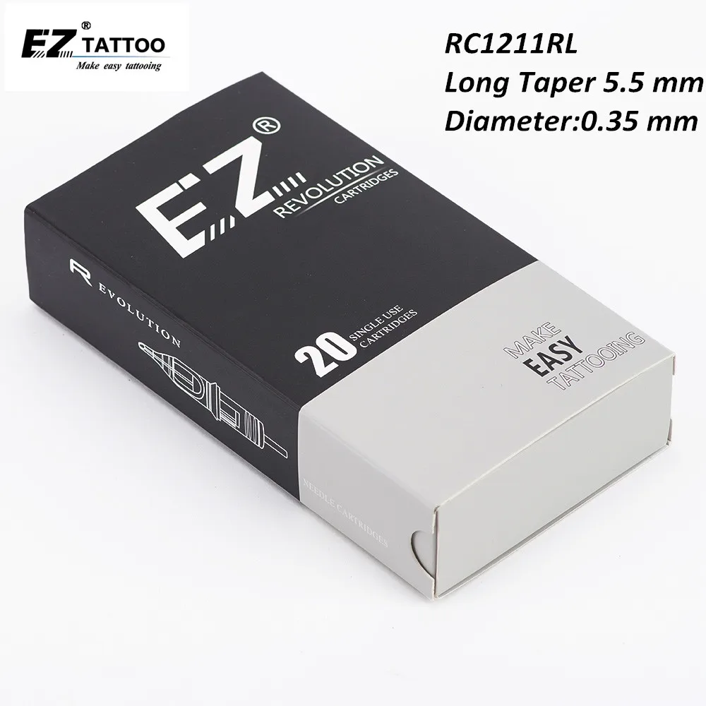 

RC1211RL EZ Revolution Tattoo Needle Cartridge Round Liner (RL) #12 (0.35MM) 11RL Long Taper for Rotary Pen Machine Grips 20 Pcs