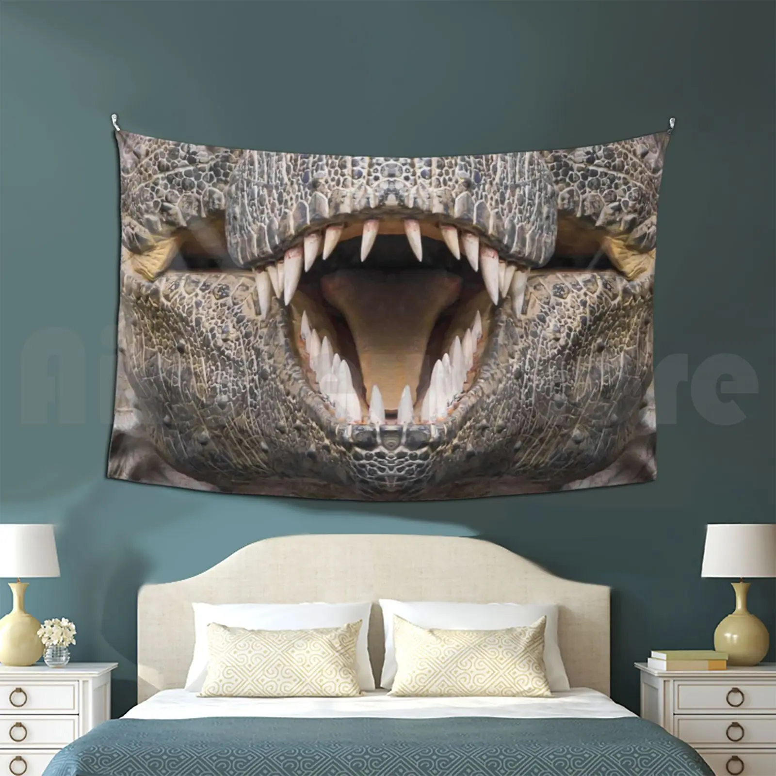 Dinosaur T Rex Face Tapestry Living Room Bedroom Dinosaur Tyrannosaurus T Rex Raptor Reptile Scary Spooky Boo