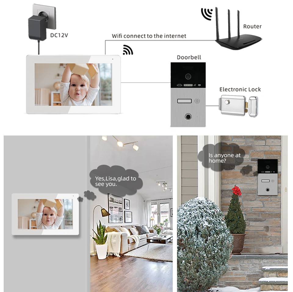 Jeatone 7 Inch Wifi Video Intercom doorbell tuya cameras for Apartment Monitor Camera Unitd with Fingerprint RFIC Card Unlock