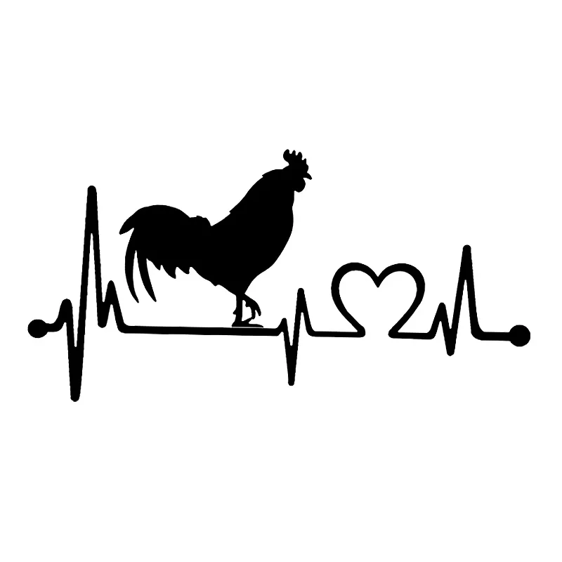 

S51012# 20x10 cm Car Stickers Vinyl Decal Farm Rooster Chicken Heartbeat Motorcycle Decorative Accessories Waterproof