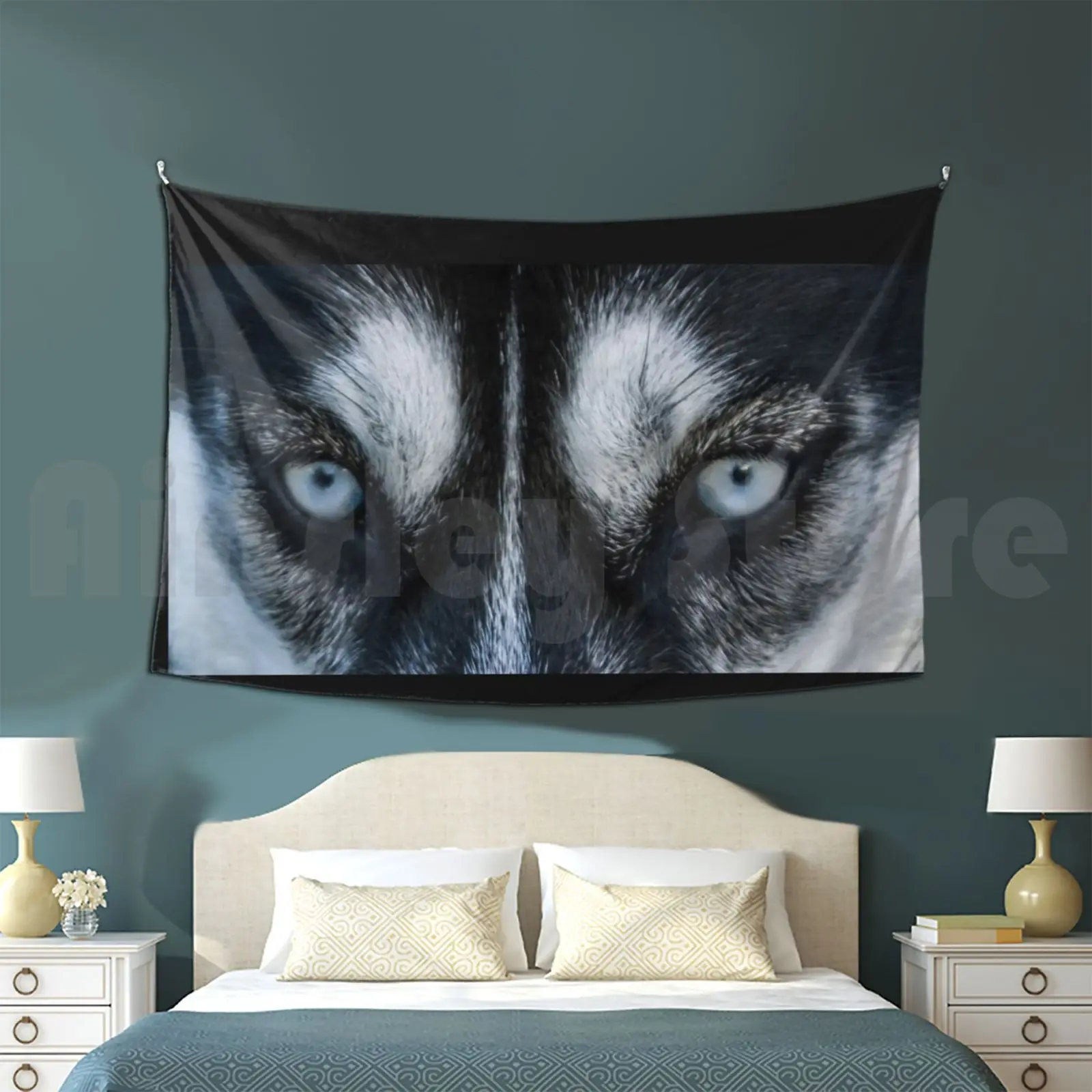 Eyes Tapestry Living Room Bedroom Eyes Pet Dog Close Siberian Husky Siberian Husky Eyes Dog Eyes Pey Eyes Straight Look