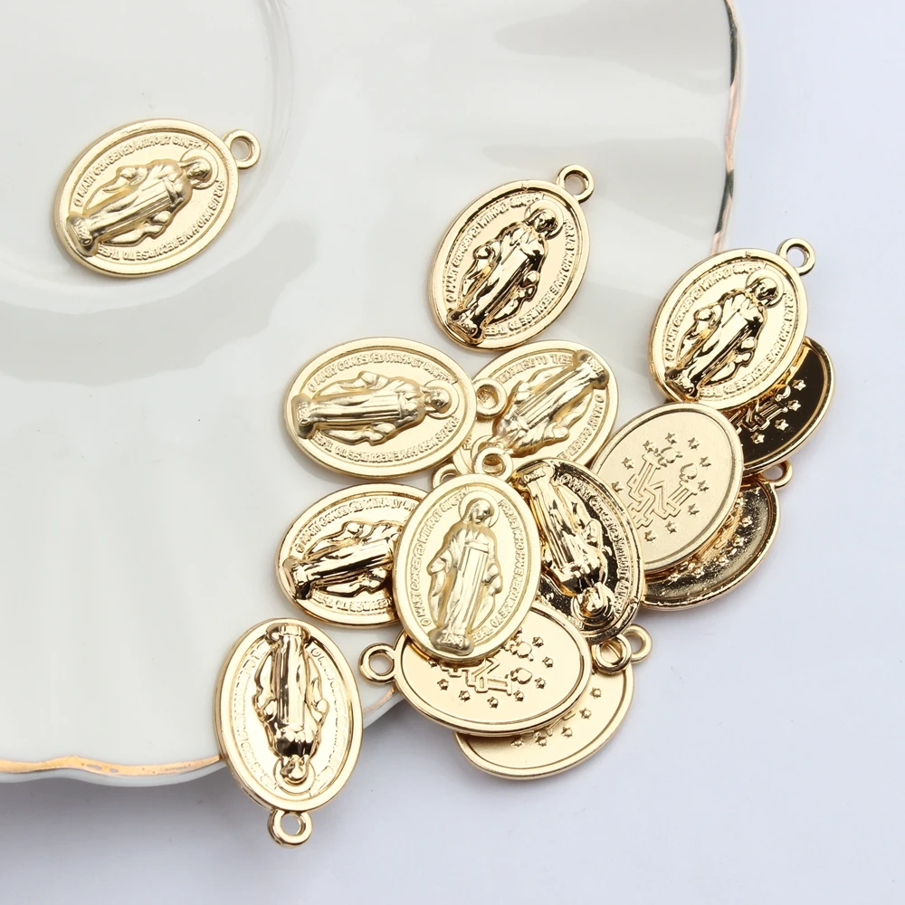 Zinc Alloy Charms  Oval Coin Virgin Mary Charms Pendant 6pcs For DIY Fashion Necklace Jewelry Bracelet Making Accessories