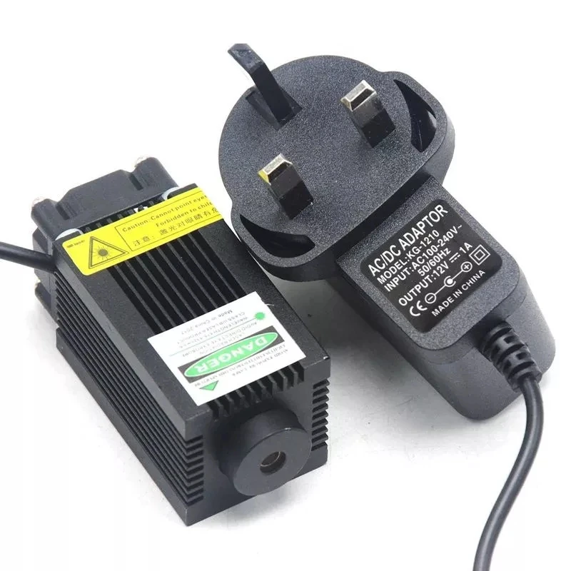 532nm poderoso 100mw 33x55mm módulo de diodo laser verde ponto luzes led luz com 12v adaptador