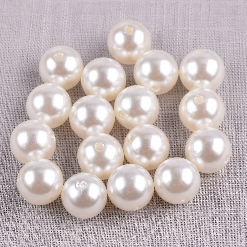 Round Beige 3mm 4mm 6mm 8mm 10mm 12mm 14/16/18mm ABS Plastic Artificial Pearl Loose Spacer Beads for Jewelry Making DIY Crafts