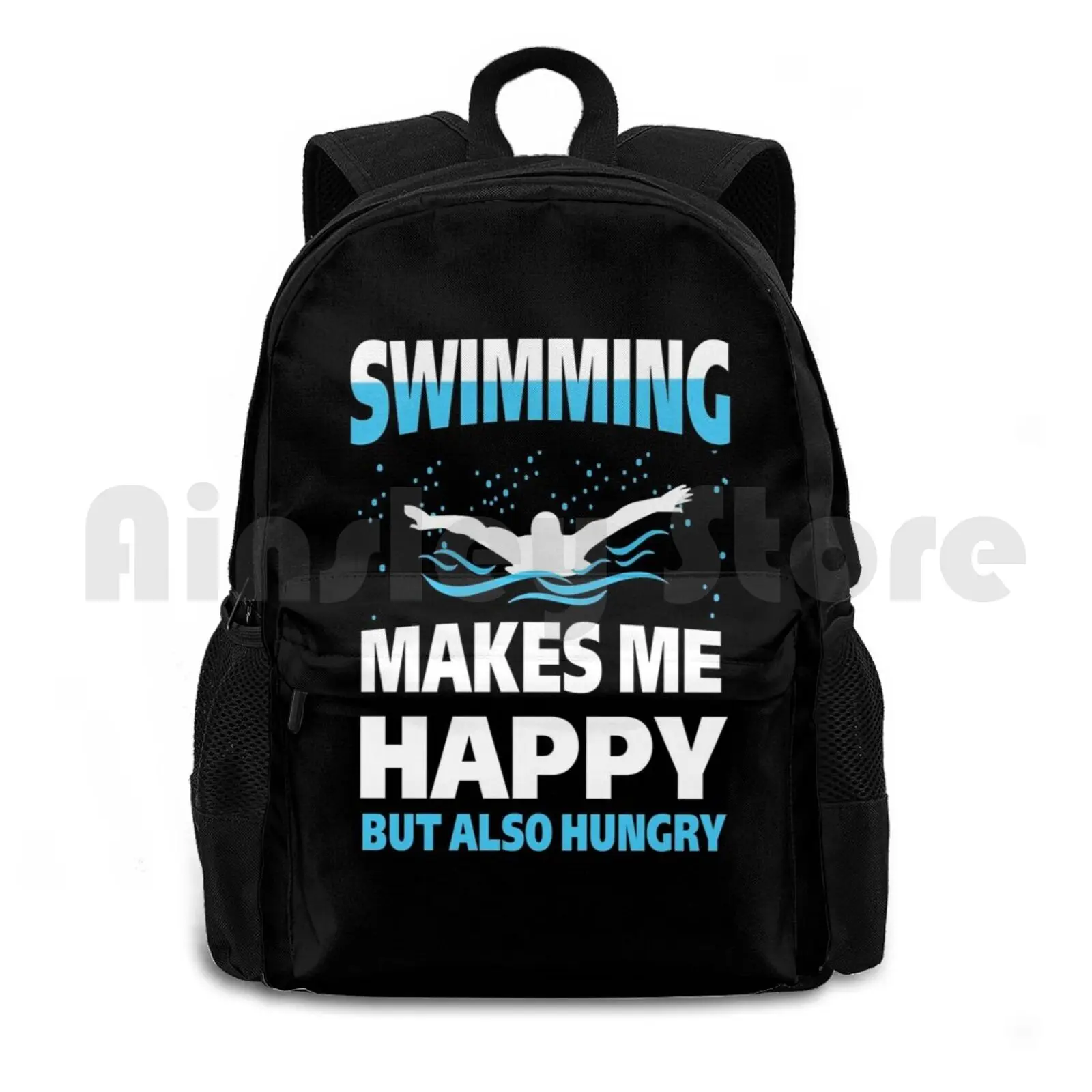 

Swimming Makes Me Happy But Hungry Funny Long Sleeve Outdoor Hiking Backpack Waterproof Camping Travel Sports Swim Water Sports