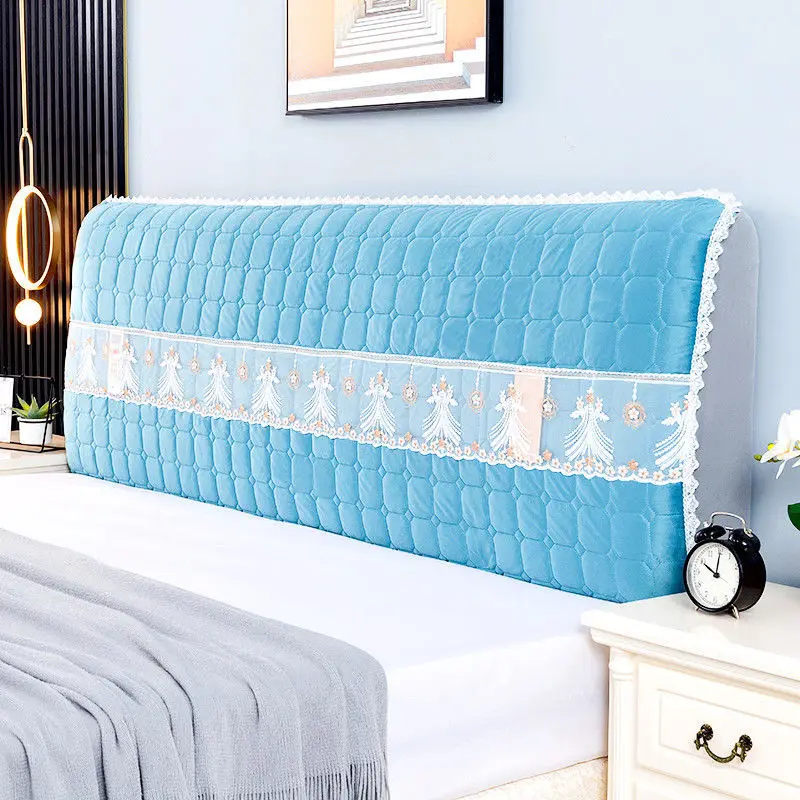 High Quality Fully Enclosed Soft Flannel Bed Cover Lace Applique Bed Cover Quilted Stretch Cloth Headboard Protective Cover