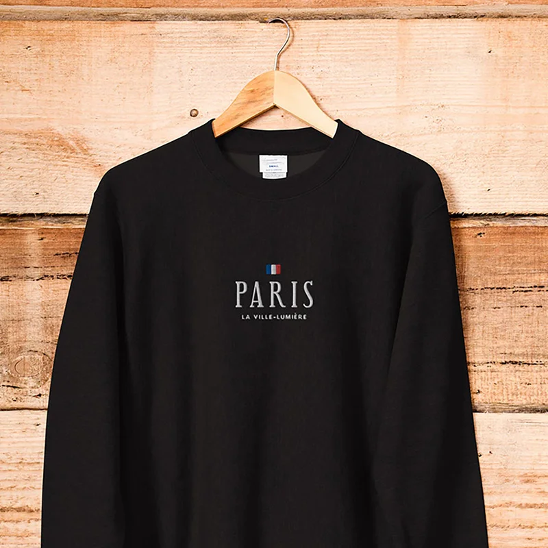 2021 Autumn Paris Letters Embroidery French Fashion Women Sweatshirts Long Sleeve Cotton Thick Pullover Loose Casual Warm Jumper