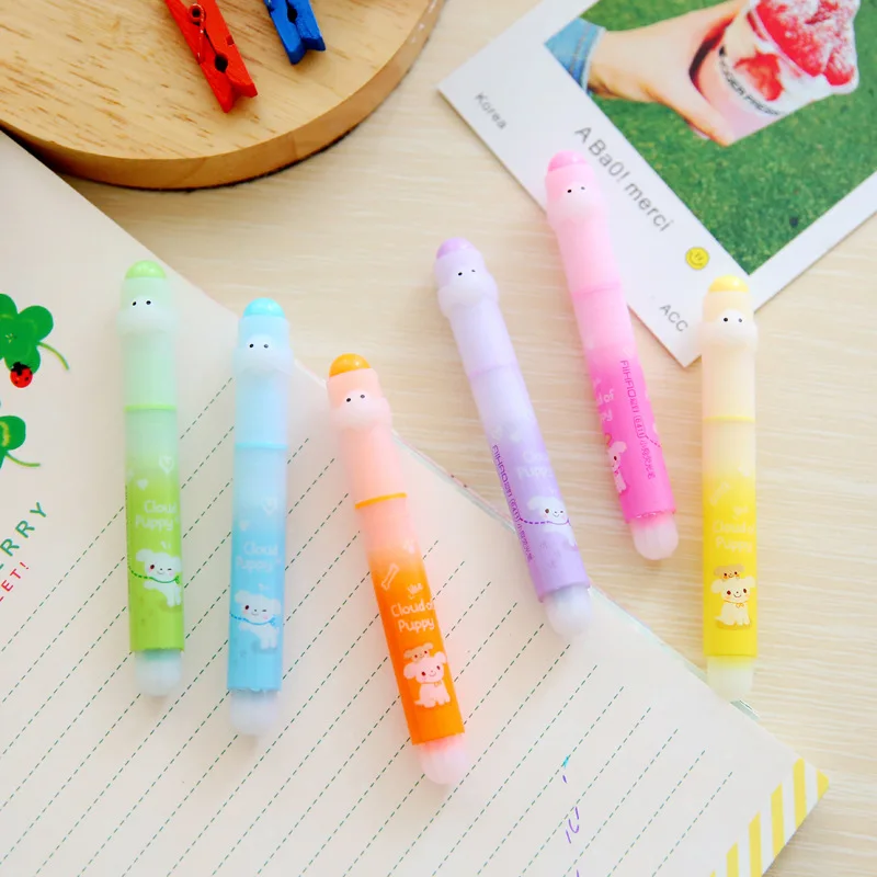 12 pack/lot Kawaii Dog Highlighter Cute 6 colors Drawing Painting Art Marker Pen School supplies Stationery gift