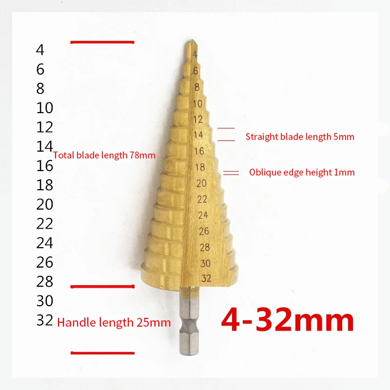 1 / set of triangular and hexagonal handle step drill tower pagoda metal cutter bit useful drill bit 12 spiral groove plate hole