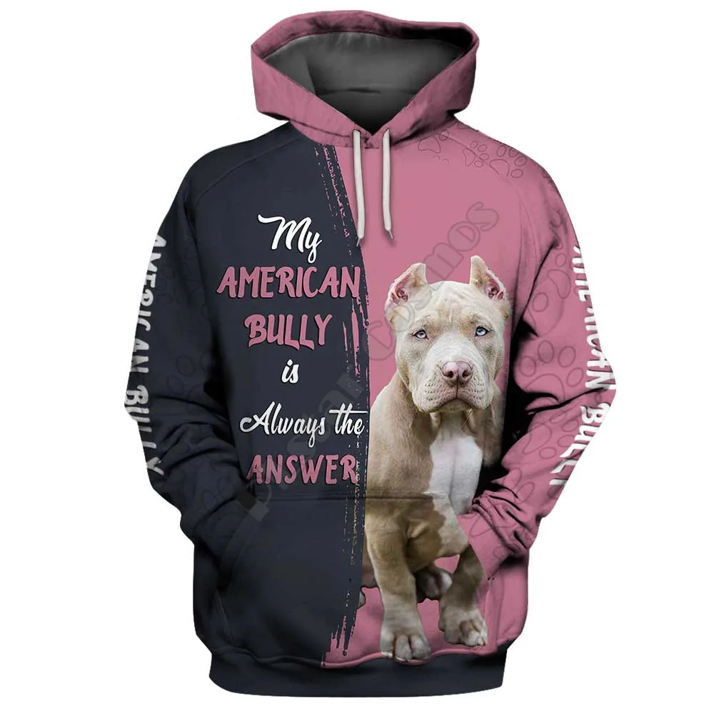 

American Pitbull 3D Printed Hoodies Pullover Men For Women Funny Animal Sweatshirts Fashion Cosplay Apparel Sweater 02